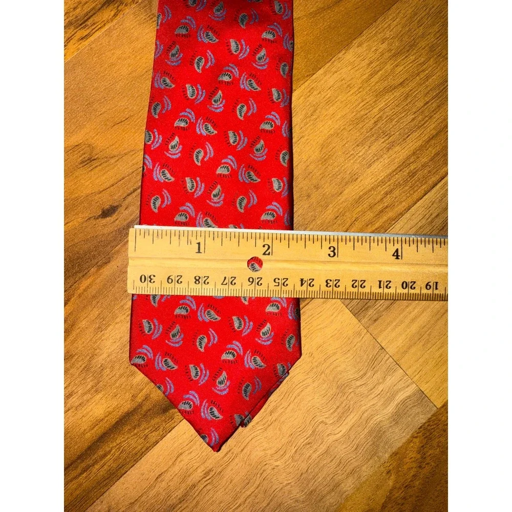 Red Silk Necktie Abstract Pattern Made in Italy Men's Fashion Accessory‎ retro